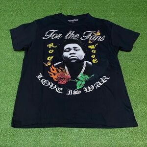 Rod Wave For The Fans Love is War Tour Merch T-shirt Size Large Black Rap Hiphop